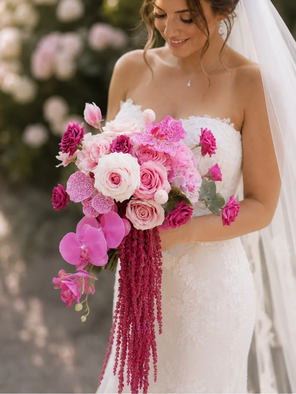 Elegant Pink Faux Floral Bouquet Bridal